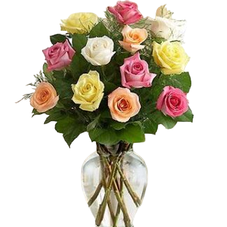 15 multi-colored roses | Flower Delivery Khanty-Mansiysk