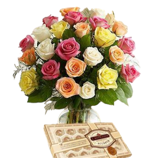 25 colorful roses with chokolates | Flower Delivery Khanty-Mansiysk